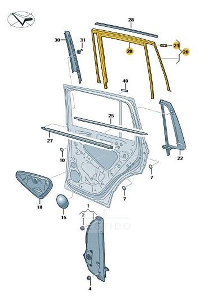 Imagen de GUIA VENTANILLA P. VEHICULOS CON LISTONE