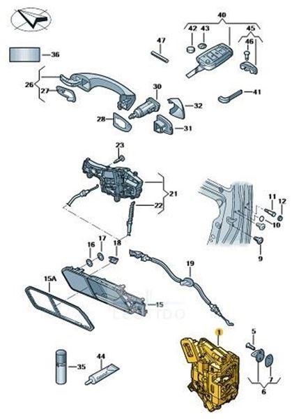 Imagen de CERRADURA DE LA PUERTA DER.