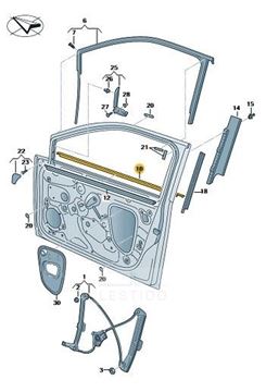 Imagen de JUNTA HUECO VENTANILLA IZQ. EXT. 4 PUERTAS